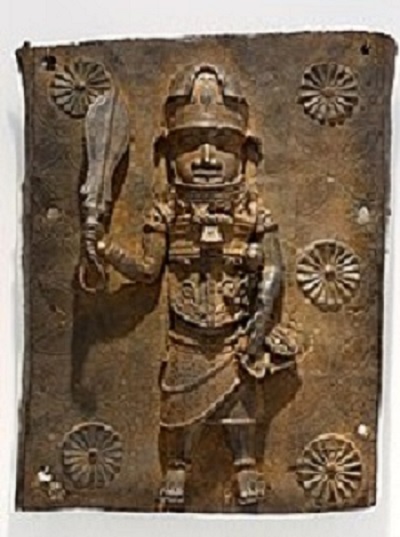 Copper alloy cast of an important figure in Benin kingdom